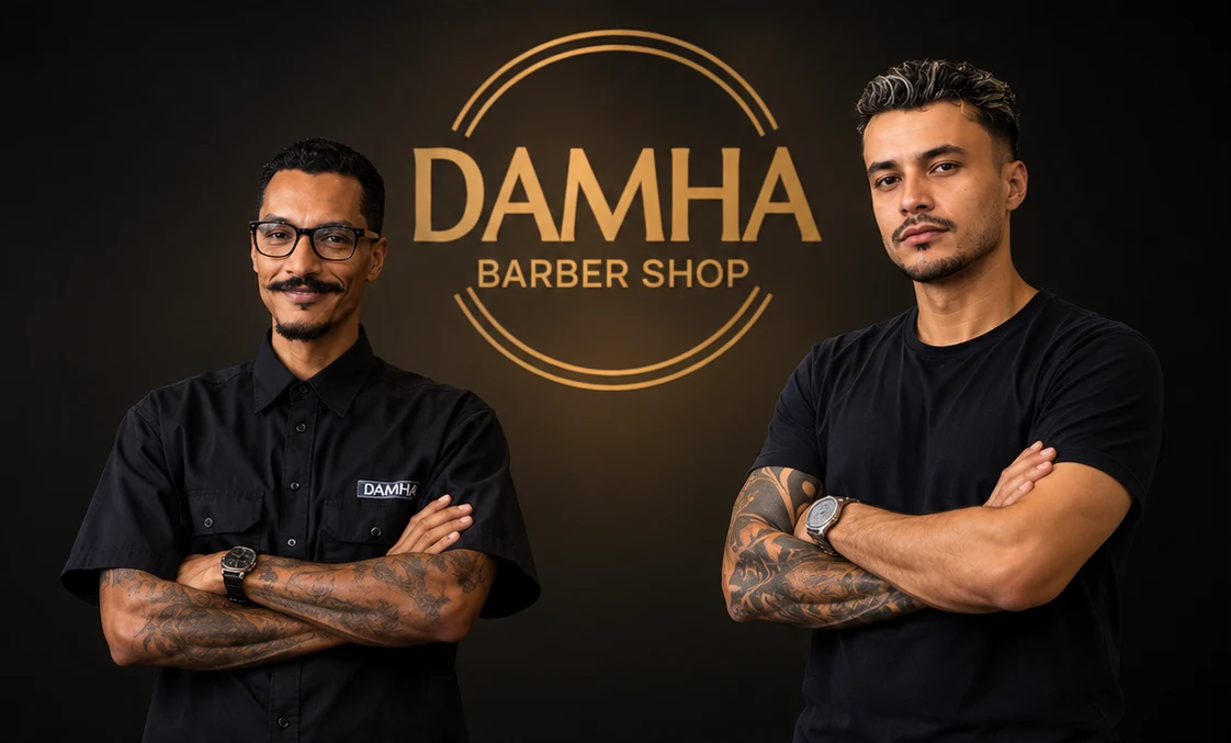 Cau e Kevyn, barbeiros da Damha Barber Shop em São Carlos